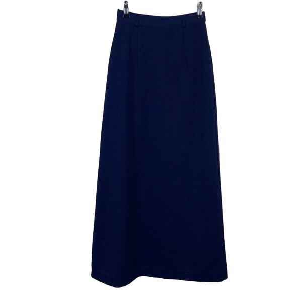 Secretary Chic Maxi Skirt Size XXS to XS Blue Button Detail 70s Retro USA Made - Picture 2 of 13